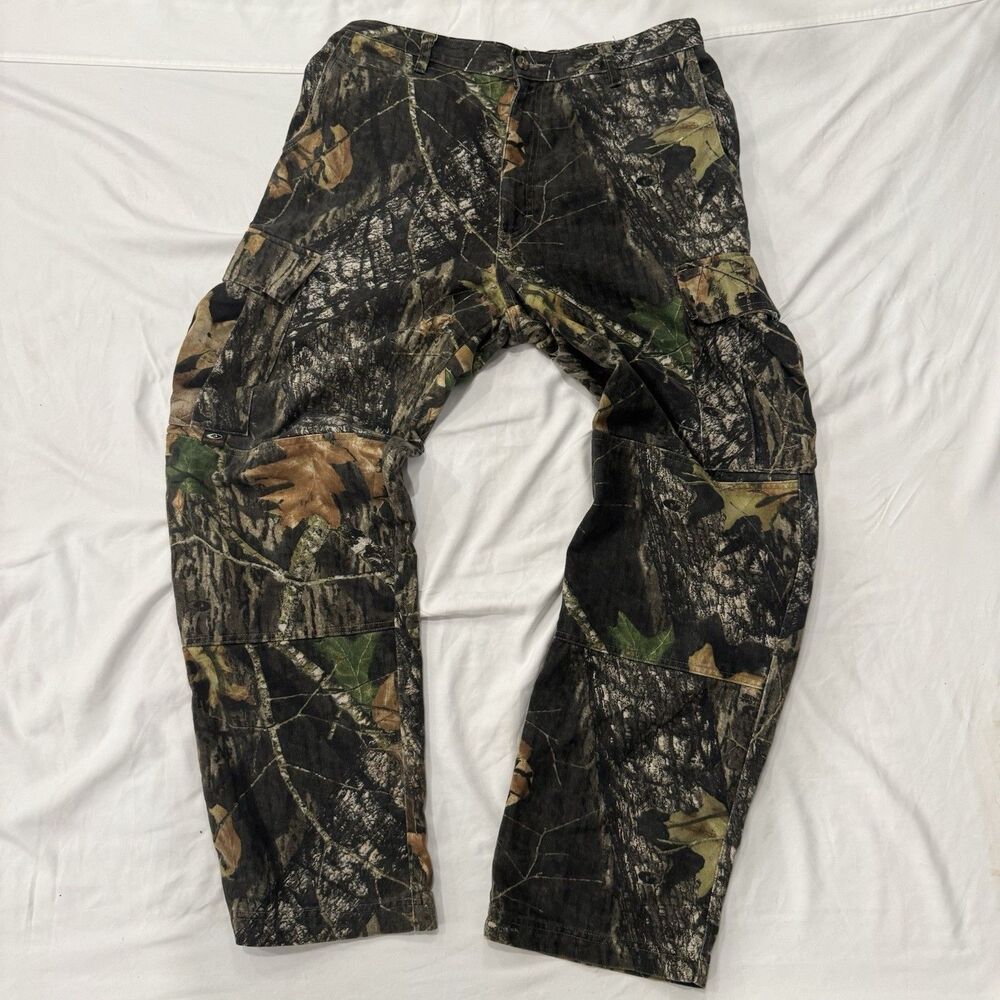 Mossy Oak Pants Men's Size M Duck Blind Camo Cargo Hunting Adjustable Waist